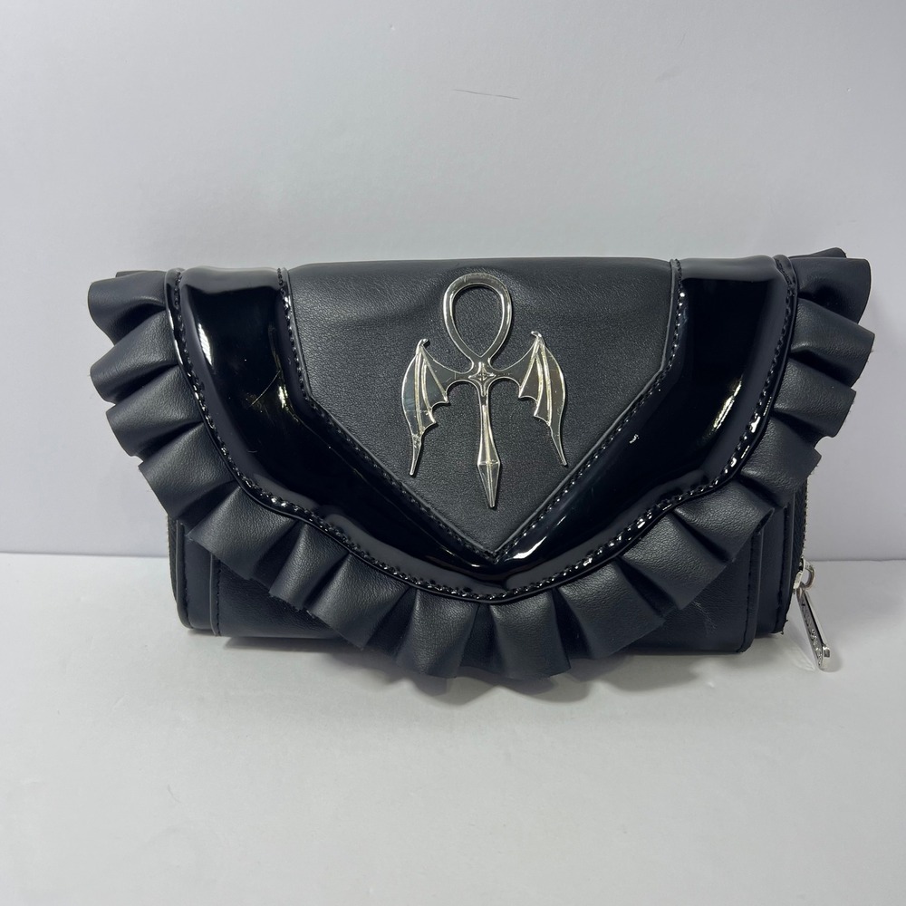 Killstar Black Wallet Ruffle Bat Winged Ankh Goth Occult 'Love Spectre'